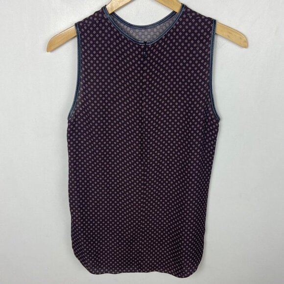 Theory Silk and Lamb Leather Purple Sleeveless Blouse Shell Top Size P or XS - Picture 14 of 16
